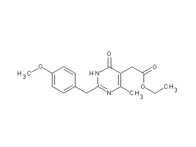 Ethyl [2-(4-methoxybenzyl)-4-methyl-6-oxo-1,6-dihydro-5-pyrimidinyl]acetate structure
