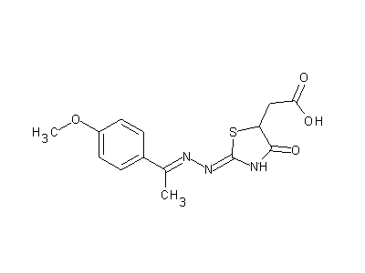 (2-{[1-(4-methoxyphenyl)ethylidene]hydrazono}-4-oxo-1,3-thiazolidin-5-yl)acetic acid structure