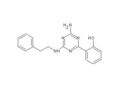 2-{4-amino-6-[(2-phenylethyl)amino]-1,3,5-triazin-2-yl}phenol structure