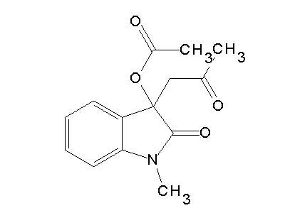 1-Methyl-2-oxo-3-(2-oxopropyl)-2,3-dihydro-1H-indol-3-yl acetate structure
