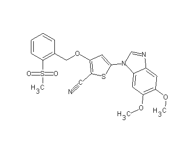 5-(5,6-Dimethoxy-1H-benzimidazol-1-yl)-3-[[2-(methylsulfonyl)phenyl]methoxy]-2-thiophenecarbonitrile structure