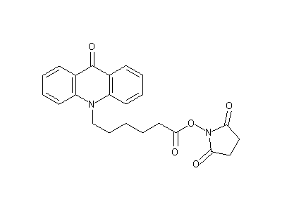 2,5-dioxopyrrolidin-1-yl 6-(9-oxoacridin-10(9H)-yl)hexanoate structure