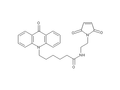 N-(2-(2,5-dioxo-2,5-dihydro-1H-pyrrol-1-yl)ethyl)-6-(9-oxoacridin-10(9H)-yl)hexanamide structure